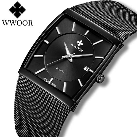 WWOOR Man Wristwatch Business Luxury Square Men Quartz Watch Waterproof