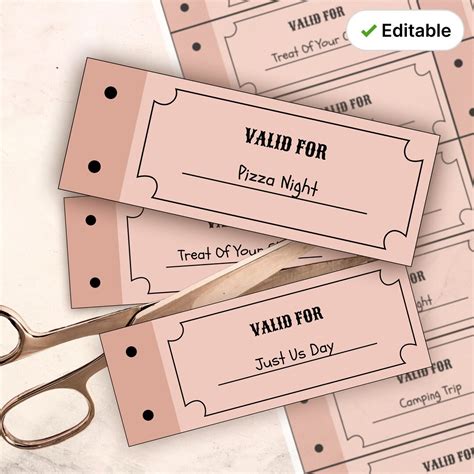 Printable Coupon Book Template, Blank Vouchers, Printable Coupons ...