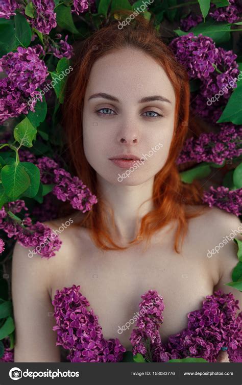 Naked Girl In Purple Flowers Stock Photo AlexHulko 158083776