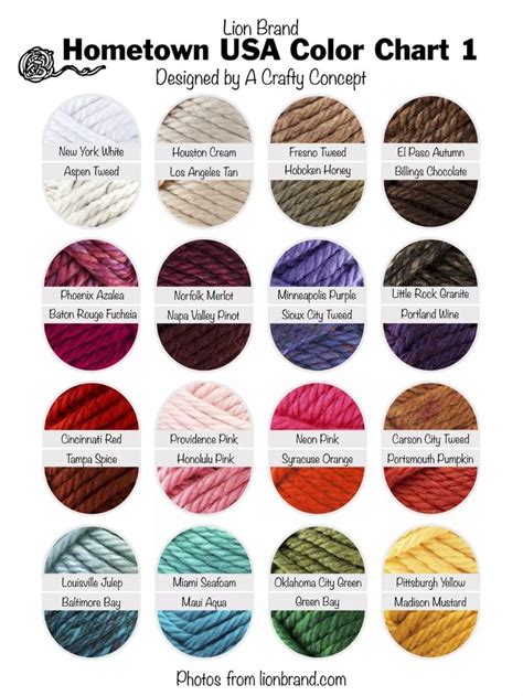 Lion Brand Yarn Free Color Charts A Crafty Concept Lion Brand Yarn