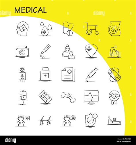 Medizinische Hand gezeichneten Symbole für Infografiken Mobile UX UI