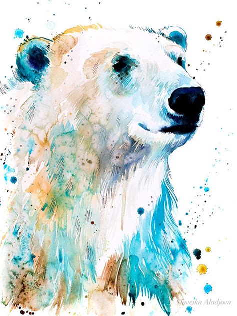 Ours Polaire Aquarelle Peinture Impression Par Slaveika Etsy