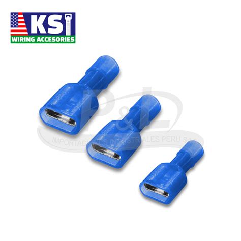 Terminal Totalmente Aislado Nylon Tipo Hembra Azul Cable Awg