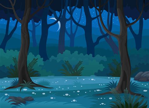 Night Forest Background Drawing - michelleagner1