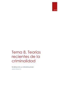 Tema 8 Teorías recientes de la criminalidad pdf