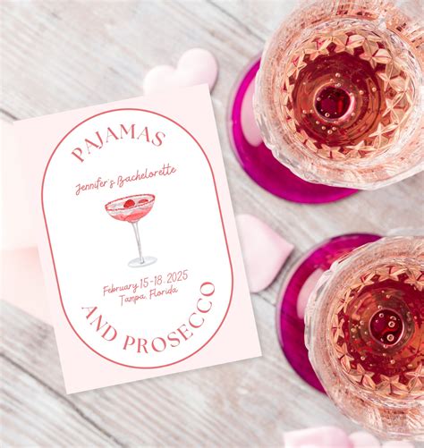 Pjs Prosecco Bachelorette Invitation Template Bridal Shower