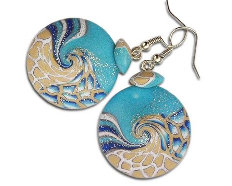 Wave Earrings Beach Earrings Blue Ocean Earrings Turquoise Etsy