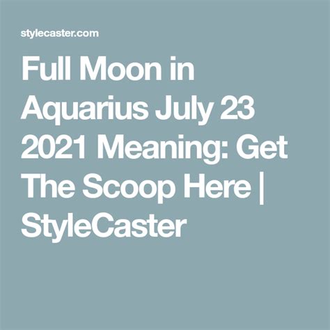 The Full Moon In Aquarius On July 23 Will Affect These Signs The Most