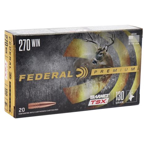 Federal Vital Shok 270 Winchester Ammo 130 Grain Barnes Tsx Bullet Lead