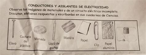 observa las imágenes de materiales y de un circuito eléctrico