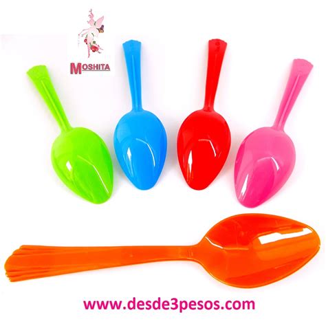 Paquete Con Cucharas Sopera De Pl Stico En Colores Cm De Largo