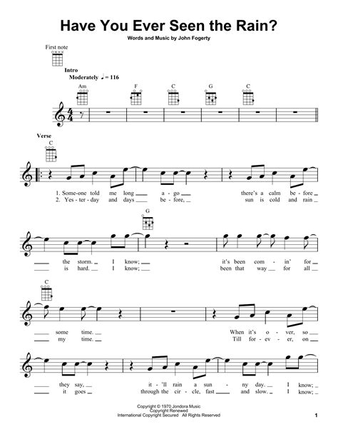 Creedence Clearwater Revival Have You Ever Seen The Rain Sheet Music