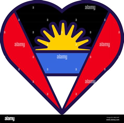 Patriot heart in national Antigua flag colors. Festive element ...