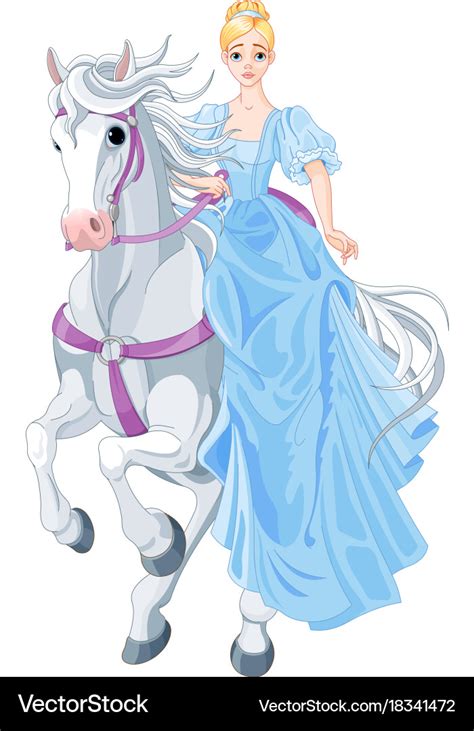 Princess is riding a horse Royalty Free Vector Image