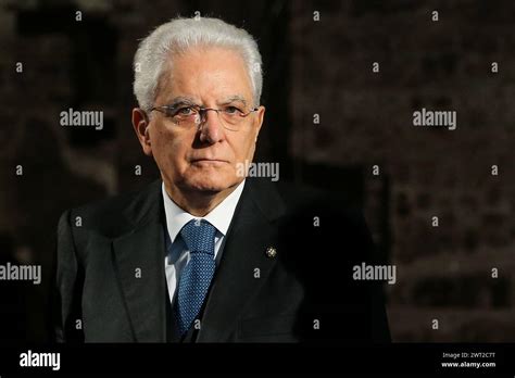 The President Of The Italian Republic Sergio Mattarella During A