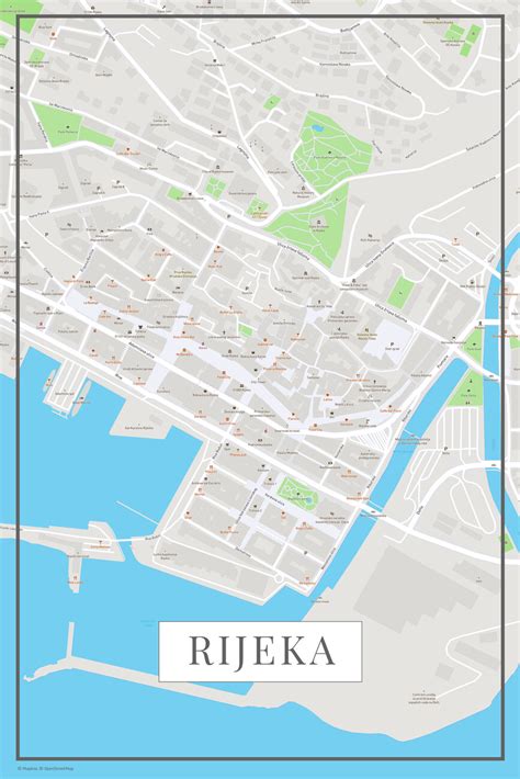 Mapa De Rijeka Color ǀ Mapas De Ciudades Y Mapas Mundiales Para Tu Pared