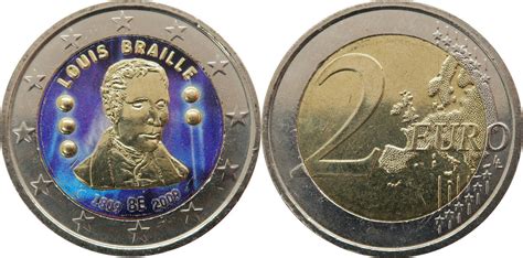 Belgien 2 Euro 2009 200 Geburtstag Von Louis Braille Koloriert BU MA