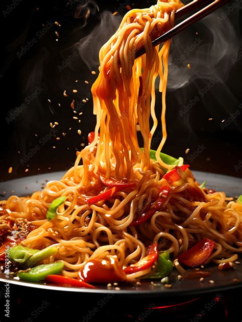 Yakisoba Noodles Japanese Street Food Yakisoba Chinese Chow Mein Noodles Asian Food Dry