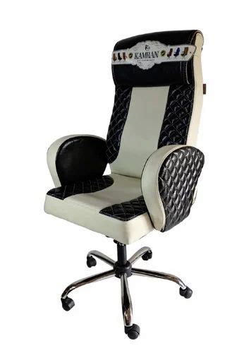 18 Inch High Back Rexine Revolving Chair Black And Off White At Rs