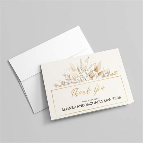 Golden Flowers Thank You Card By 123print