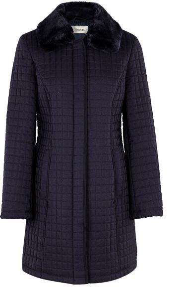 Precis Petite Navy Quilted Coat In Blue Navy Lyst