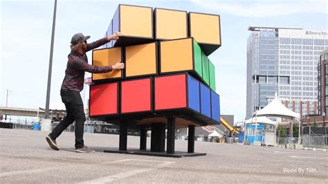 Woodworker Builds Massive Rubik's Cube Sculpture