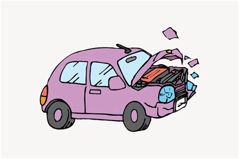 Car accident clipart illustration vector. | Free Vector - rawpixel