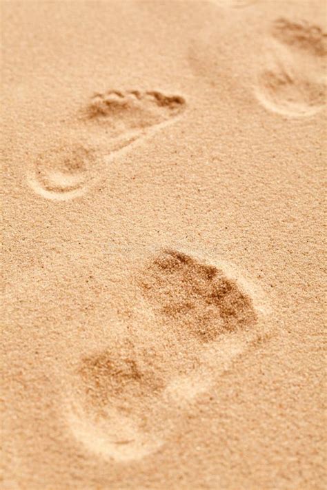 Empreinte De L Homme Nu Sur Le Sable Avec Les Coquillages Vue Du Haut