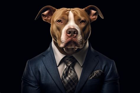 Premium Photo | Pitbull in a suit Generative AI