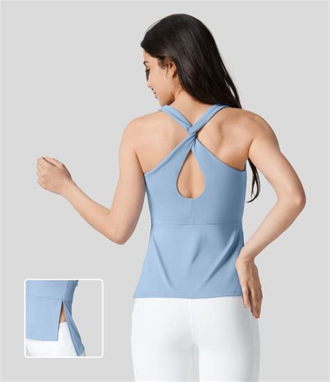 Softlyzero Airy Tank Top Sin Mangas Yoga Cuello Cuadrado Espalda