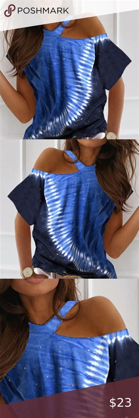 Blue One Side Off The Shoulder Shirt Shoulder Shirts Clothes Design Fashion