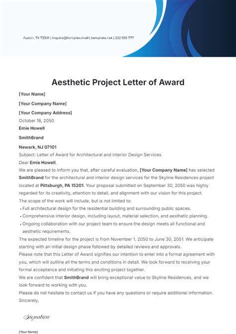 Tender Award Acceptance Letter Sample 8