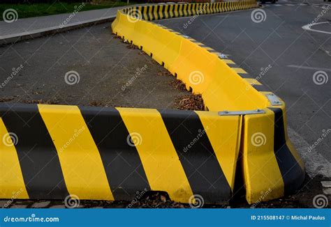 Horizontal Road Marking Lanes Highway Concrete Barriers On The Road