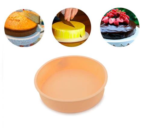 Forma De Silicone Colorida Bolo Torta Fratelli Redonda Laranja Formas