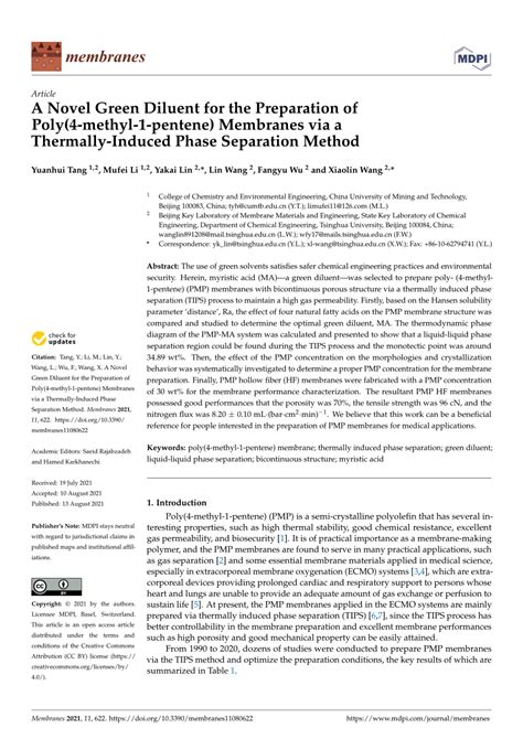 Pdf A Novel Green Diluent For The Preparation Of Poly Methyl