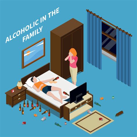 Family Problems Alcoholism Isometric Composition Vector Illustration ...