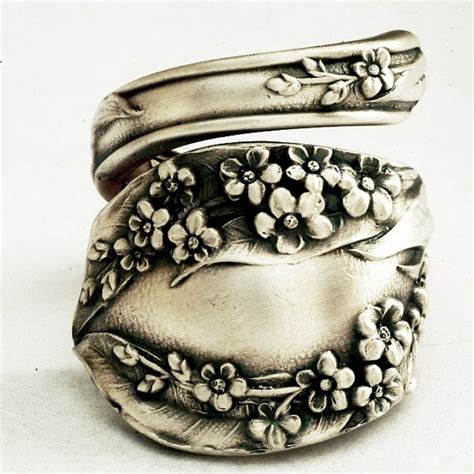 Spoon Ring Vintage Forget Me Not Floral Sterling Silver Ring Etsy