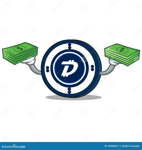 Desenhos Animados Da Mascote Da Moeda De Digibyte Do Dinheiro