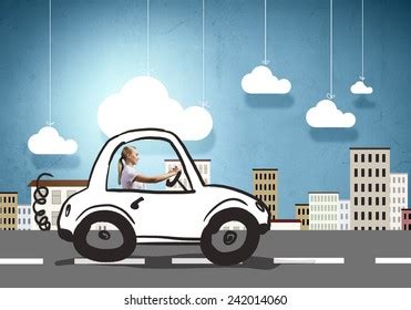 Young Girl Driving Drawn Little Funny Stock Photo (Edit Now) 242217580