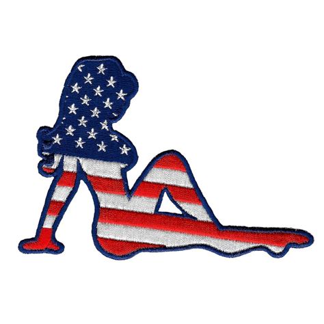 Mudflap Girl Patch Iron On Embroidered American Flag Trucker Etsy