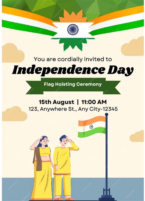 A Poster For Independence Day Shows A Man And A Woman Holding A Flag