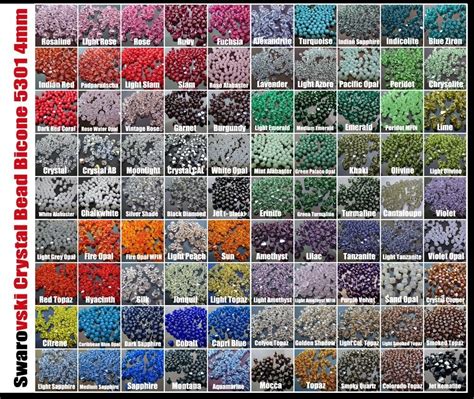 Swarovski Crystal Color Charts And Other Options