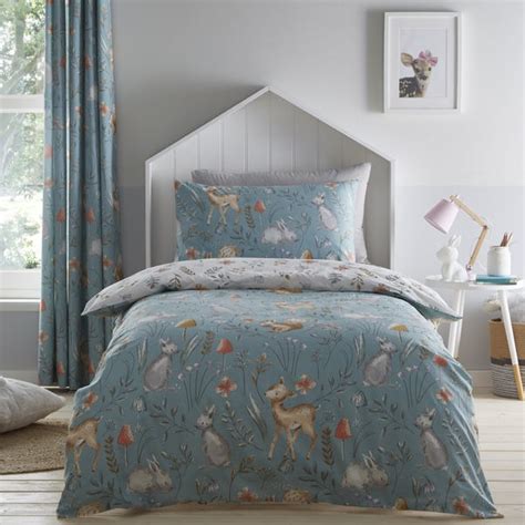 Woodlands 100% Cotton Reversible Single Duvet Cover and Pillowcase Set ...