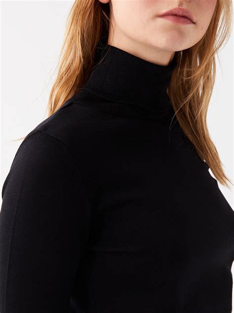 Pull à col roulé uni à manches longues pour femmes W3BG95Z8 RQN