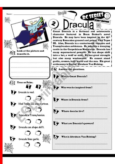 RC Series Level 1 Scary Edition 02 Dracula Fully Editable Answer Key