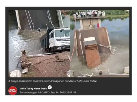 Old Image Of Bridge Collapse In Madhya Pradesh Shared As From Gujarats Surendranagar