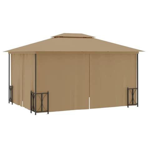 ABB Tonnelle Avec Parois Et Toit Double 3x4 M Taupe Qqmora BSD51862