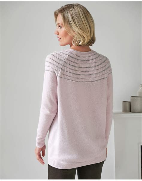 Soft Oyster Cashmere Lurex Yoke Sweater Pure Collection