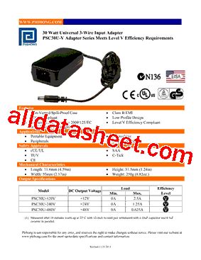 Psc U V Datasheet Pdf Phihong Usa Inc