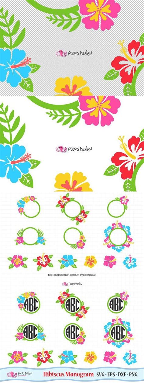 Hibiscus Monogram Svg Monogram Svg Flower Clipart Monogram Alphabet